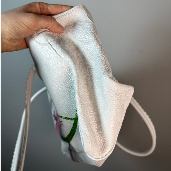 Vintage Cecconi Piero Leather Hand Painted Floral White Pebble Shoulder Bag - Picture 11 of 14